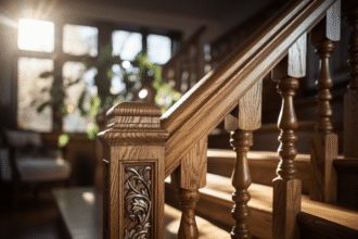 Escalier en chêne alliant tradition et modernité dans un intérieur élégant