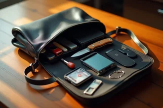 Couteau de poche élégant dans un sac à main féminin
