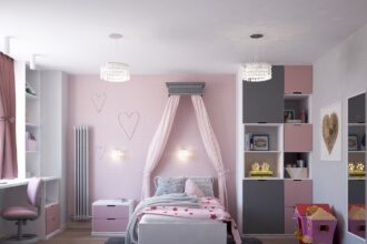 Mobilier coloré et confortable pour une chambre d'enfant accueillante