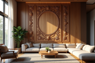 Décoration murale en bois dans un intérieur chaleureux et accueillant