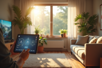 Maison connectée avec appareils domotiques en action
