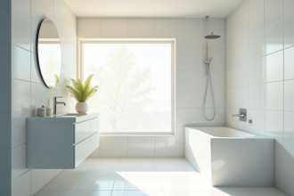 VMC installée dans une salle de bain moderne et lumineuse