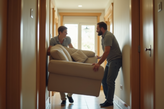 Canapé préparé pour le transport avec des outils pratiques