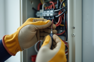 Remplacement sécurisé d'un fil électrique brun avec précautions