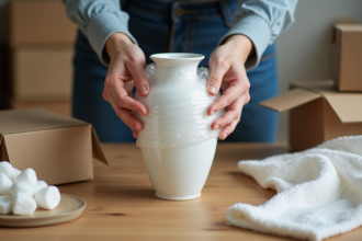 Emballage sécurisé de souvenirs fragiles pour déménagement