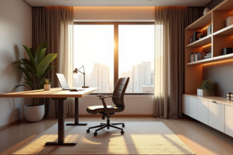 Bureau encombré dans une chambre avec lit et livres éparpillés