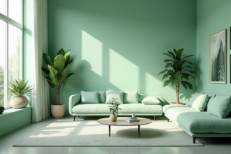 Palette de couleurs apaisantes pour un salon moderne en 2025