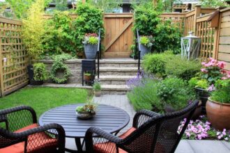 Jardin bien entretenu prêt pour les beaux jours ensoleillés