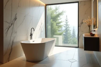 Baignoire balnéo deux places dans une salle de bain moderne