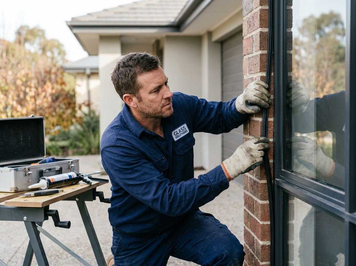 Technicien installant une fenêtre double vitrage sur une façade en brique pour renforcer la sécurité du logement